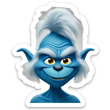 blue grinch smirking sticker