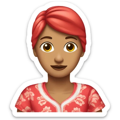  Señorita peli roja , piel blanca con pijama  sticker