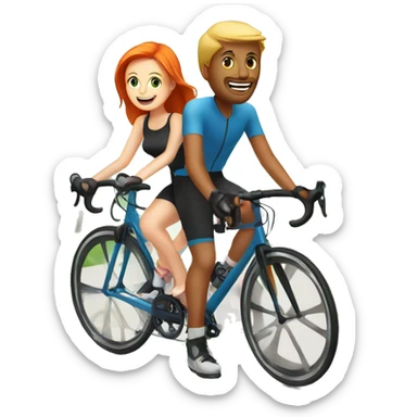 Redhead guy and blonde girl riding their road bikes sticker