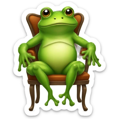 Anthropomorphic Frog sitting down on a chair sticker