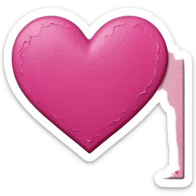 pink heart on canvas paint  sticker