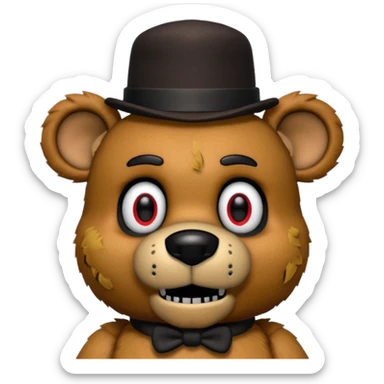 Freddy Fazbear with black and tiny hat from Five Nights At Freddy's Movie sticker