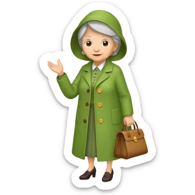 green coat old woman sticker