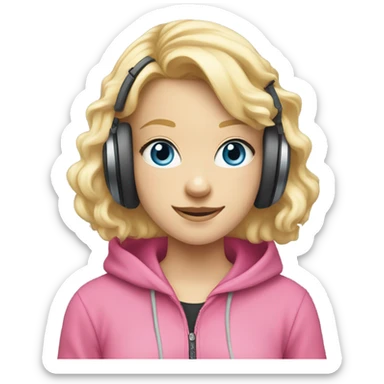 blonde hair blue eyed gamer girl pink  sticker