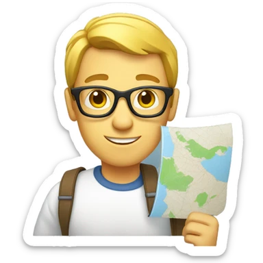 White Nerd Holding Map  sticker