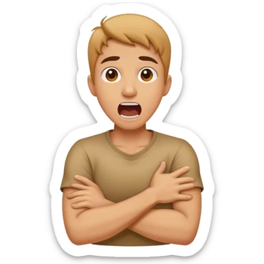 Arms crossed over neck screaming  sticker