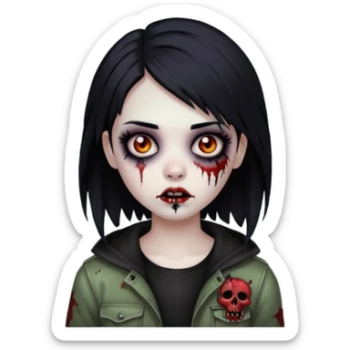 girl zombie with black hair emo sticker