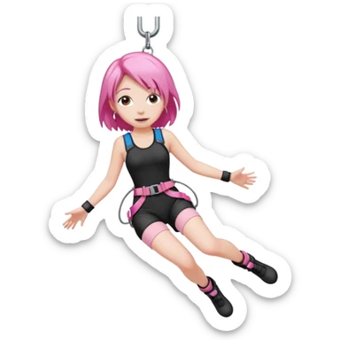 bungee jumping face with earrings pink hair sticker