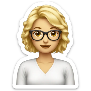 Mujer pelo muy corto rubia con gafas sticker