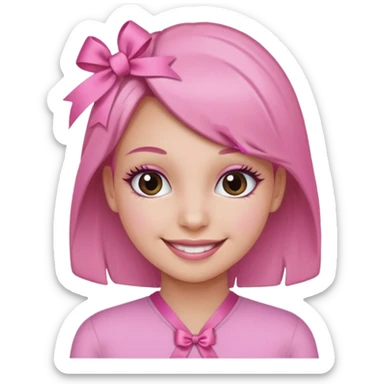 pink christmas girl with ribbon sticker