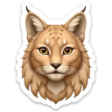 A high-resolution photo-realistic digital illustration of a majestic young lynx, chest upward  sticker