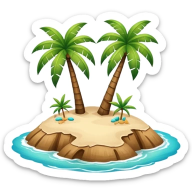 island with a coconut tree and beach sticker