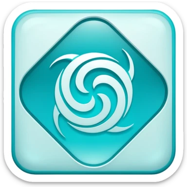 a Tiny compressed Stylized light-turquoise wind wind symbol inside a gradient white square icon, light turquoise borders sticker