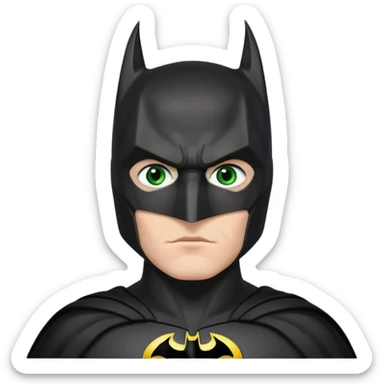 Batman con traje del caballero oscuro, con los ojos verdes, solamente los ojos, el traje NO lo hagas verde sticker