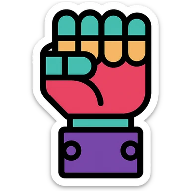 color icon of a robot fist, clean and simple sticker