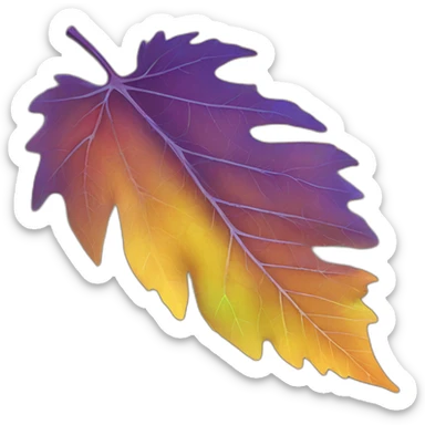 A detailed, vibrant autumn leaf with veins visible, gently falling sticker