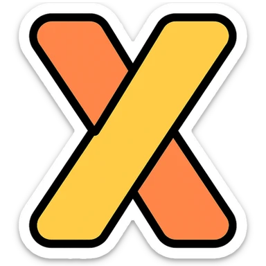 the letter X as a color outlined icon, playful and vibrant sticker