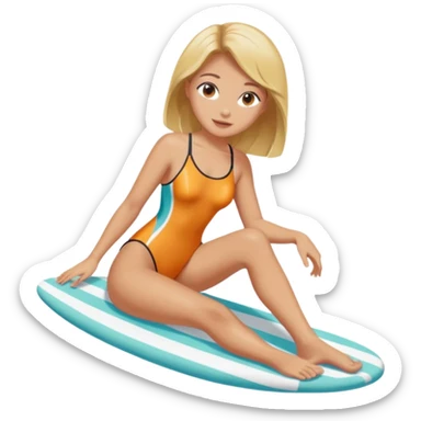 Draw a girl in a swimsuit who shows her foot sticker