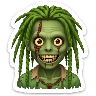 Make a image of a zombie with dreads make it like a emoticon sticker