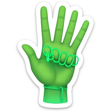 rock n roll hand sign in neon green color sticker