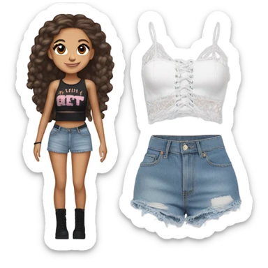 Ariana grande in a plush lace up croc top and short jeans  sticker