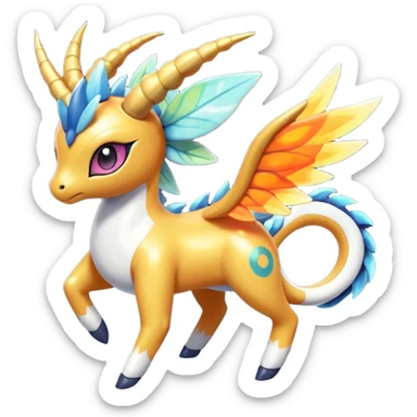 loopy loony toony honey-dipped buzzing bumbling fuzzy cute fiery ivy-hydro-Meloetta-Dialga-Salamence-Giratina-Rapidash-Pokémon-Fakémon-fusion-hybrid-creature sticker
