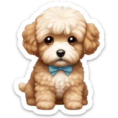 Maltipoo with brown bow sticker