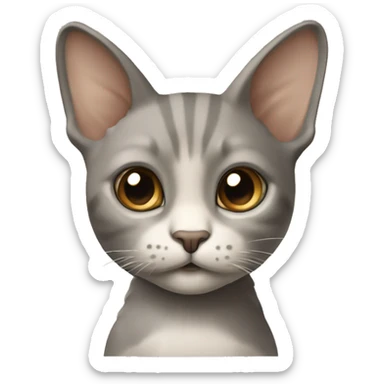 Petit chat, gris et beige avec du beige entre le cou et les pattes, des traits gris et beige sur le front  sticker