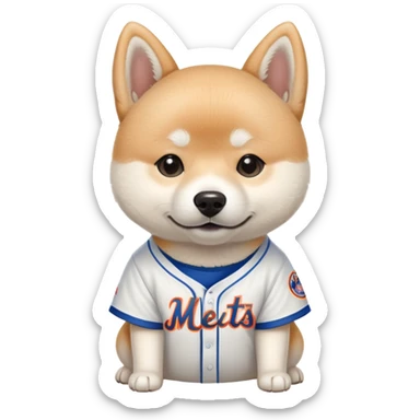 All white Shiba Inu dog wearing a NY Mets shirt  sticker