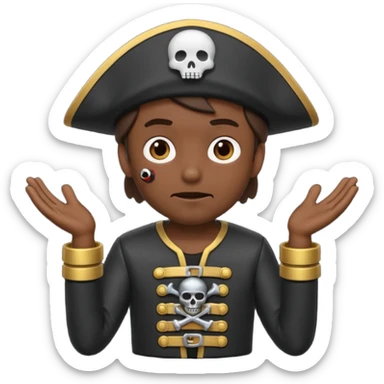 animated emoji for a player called prophet of doom I Dont Know shruging emote needs to be white male space pirate themed and dark sticker