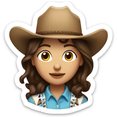 rodeo girl brunette cowboy hat sticker