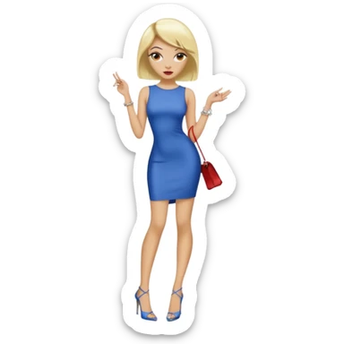 Una chica con el pelo súper largo pero a la vez corto con mechas rubias uñas largas unos tacones súper altos vestido corto a la vez largo y que se parezca a bad gyal  sticker