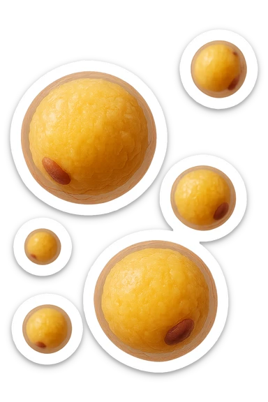 cellule di grasso anatomiche gialle realistiche umane fluttuano in aria, iperrealistico 4k sticker