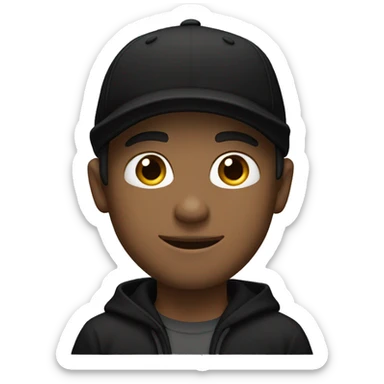 White male wearing black hoodie black baseball cap and black bandana sticker