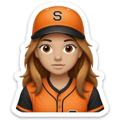 Softball player with black and orange stripe jersey sticker