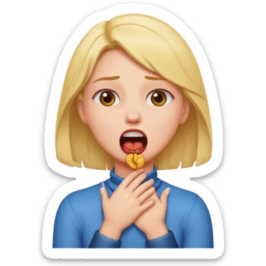 girl choking herself jokingly sticker