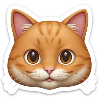 A 3D cartoon close-up of a cat’s face showing detailed whiskers, soft fur texture, warm lighting, shallow depth of field, realistic Memoji-style rendering. sticker