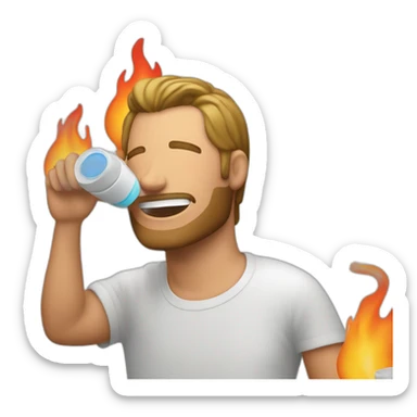 drunk guy makeing flames with a deoderant can sticker