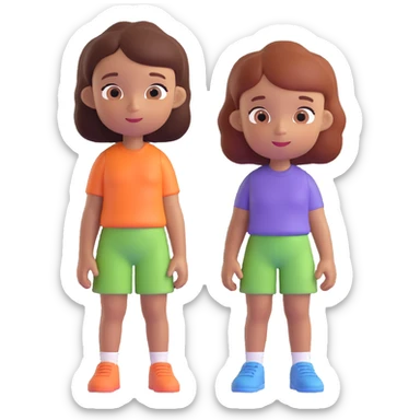 Slightly increase the volume of the upper body of the girl, separate the girl and the boy from each other, make the skin color the same for both. Keep the cartoonish 3D style. Background transparent. sticker