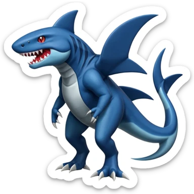 dark-deep-denim-steel-cobalt-blue 4-legged digitigrade land-shark-landhai-vernid-sharpedo-Draco-Salamence-Salandit-Litten-houndoom-hybrid-fusion-creature, full body sticker