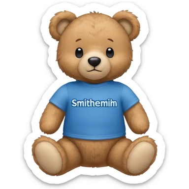 teddy bear wearing a blue tshirt that says smithsonian sticker