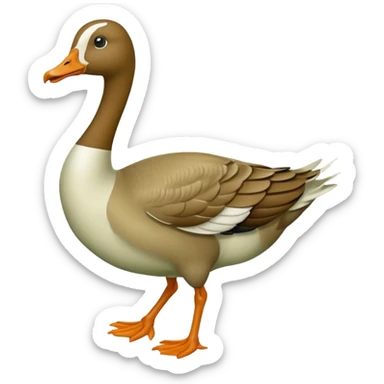 "Emoji of a running goose with a very long neck and two legs. The goose looks like a white goose dyed green, not a duck." sticker