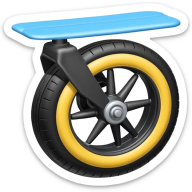 The aircraft's landing gear is one inflated, plump wheel with a strut, black in color, cartoon-style, isometric sticker