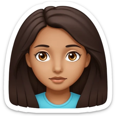 Girl with long dark brown hair and dark brown eyes with tan ish skin not too tan  sticker