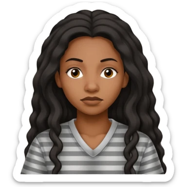 prisoner long haired black woman mug shot sticker