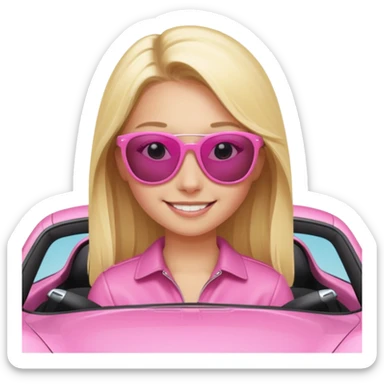 pink Porsche taycan with blonde girl sticker