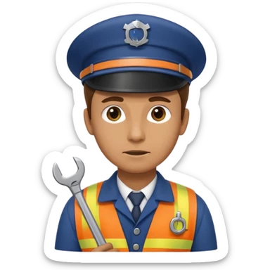 Engineer with wrench,Train Crew. sticker