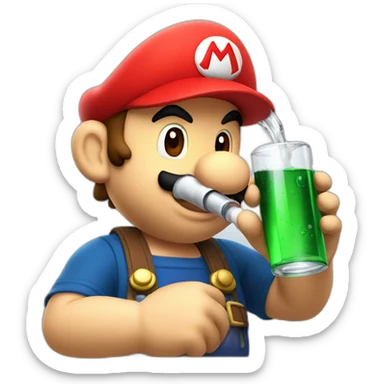 Mario plumber drinking alcohol sticker