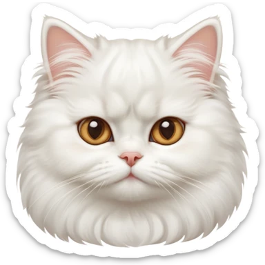 cinematic-adorable-big-eyed-fluffy-solid white-persian-cat-portrait-emoji,-head-tilted-playfully-with-a-sweet-expression,-fluffy-solid white-fur,-simplified-yet-irresistibly-cute-features-with-large,-expression, solid ginger persian cat, chest vicible sticker
