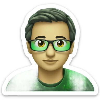 programmer programming with computer. Matrix like color schemes  sticker